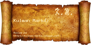 Kulman Markó névjegykártya